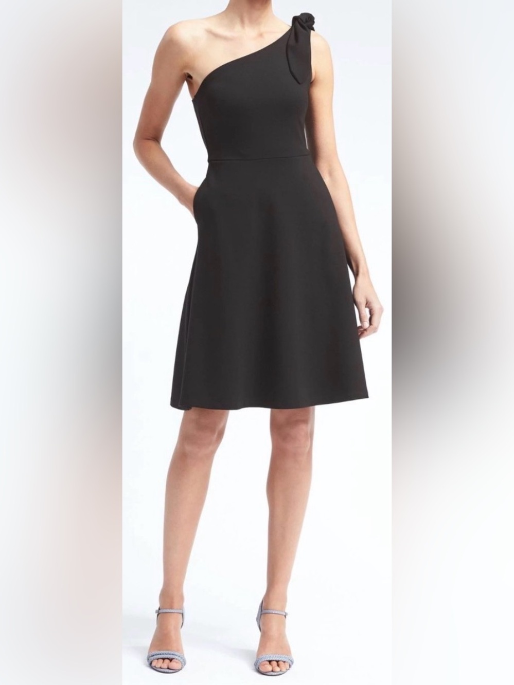 Banana Republic One-Shoulder Black A-Line Dress